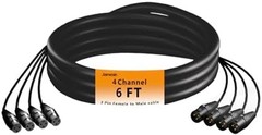 Jamesin 4 Channel XLR Cables 6 Feet Male to Female Snake Cable with Digital L…