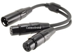 2-Pack 6-inch Pig-Hog XLR (3-Pin) Male to 2-XLR Female Jacks Y-Splitter Cables