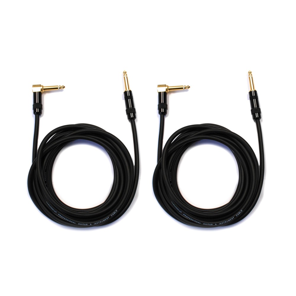 2 Pack Audio2000’s C28012P2 12Ft 1/4″ TS Right Angle To 1/4″ TS Cable