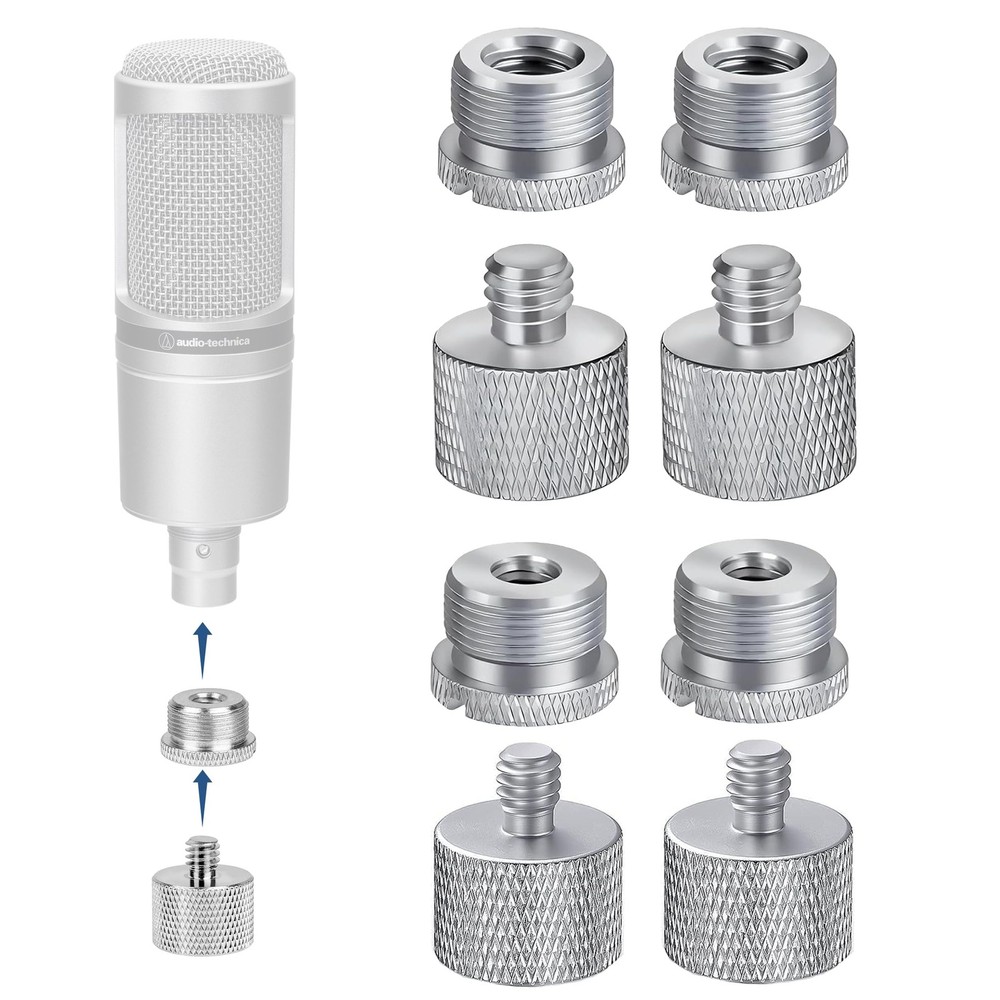 8 PCS Metal Mic Stand Screw Thread Adapter Tripod ADP03A Silver Mount Kit Fix