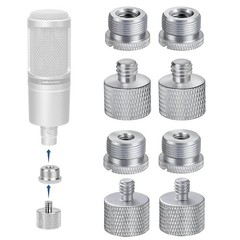 8 PCS Metal Mic Stand Screw Thread Adapter Tripod ADP03A Silver Mount Kit Fix