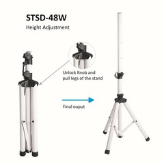 Sound Town 2-Pack Tripod Speaker Stand w/ Adjustable Height White STSD-48W-PAIR