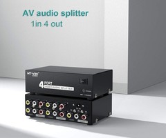 MT-VIKI 4 Way 3 RCA Splitter Composite Video Audio 1 in 4 out, Black
