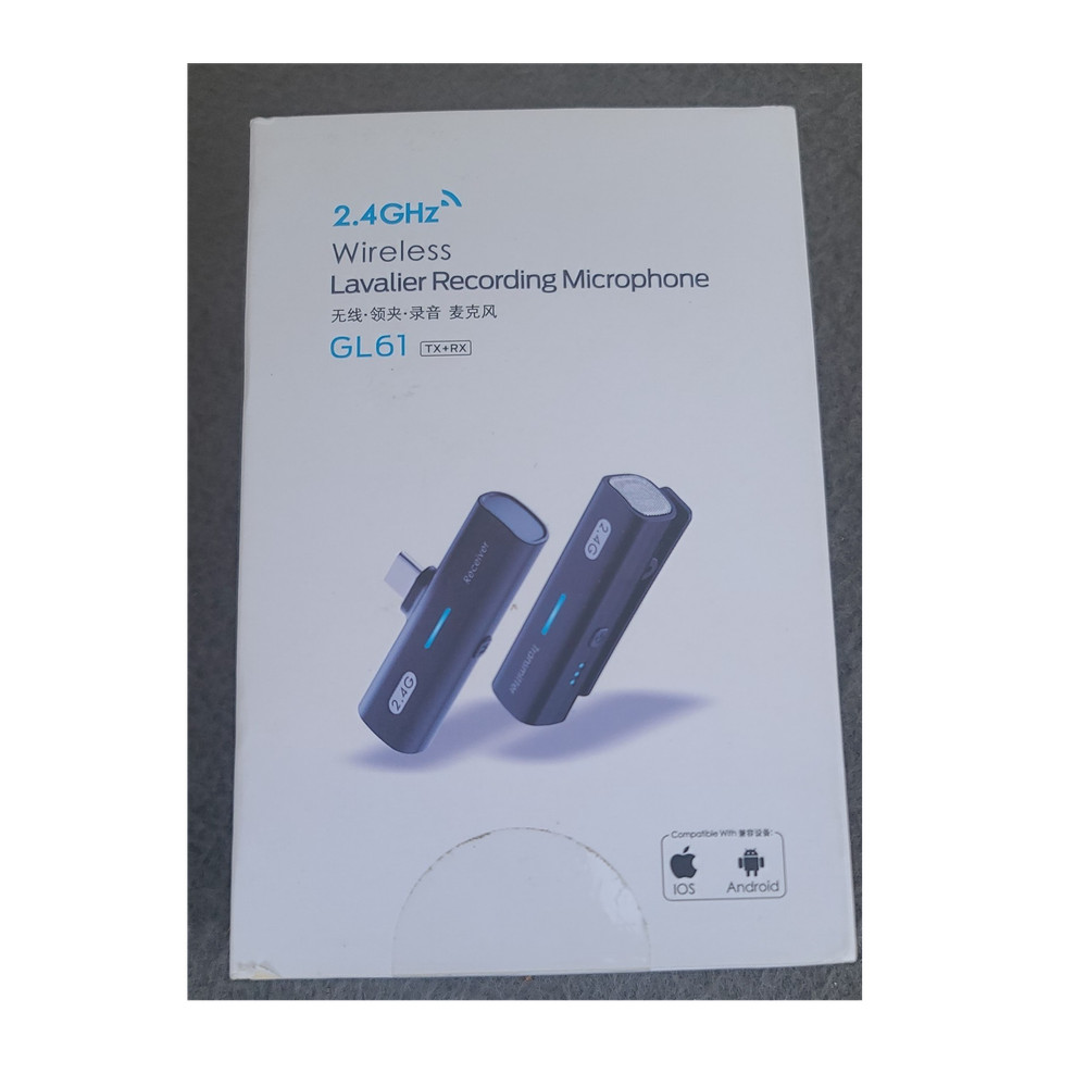 GL61 Wireless Lavalier/Lapel Microphone, Black, for iOS Android Devices, 2.4GHz