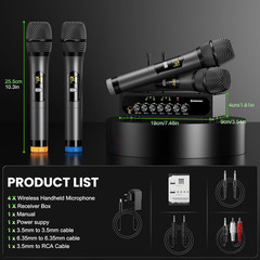 UHF Wireless Karaoke Microphone System with Bluetooth Receiver & Echo Control