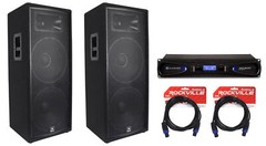 (2) JBL JRX225 Dual 15″ 4000 Watt DJ/PA Speakers Monitors+Crown Amplifier+Cables
