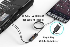 MIDI to USB Interface Compatible with USB Type-C MIDI Cable with Input&Output…