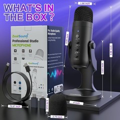 Professional USB Podcast Microphone Noise Cancelling for PC Mac iPhone
