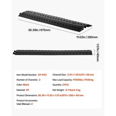 Uimoso Heavy Duty Cable Protector Ramp, Drop Over Floor Cord Cover, 17500 lbs