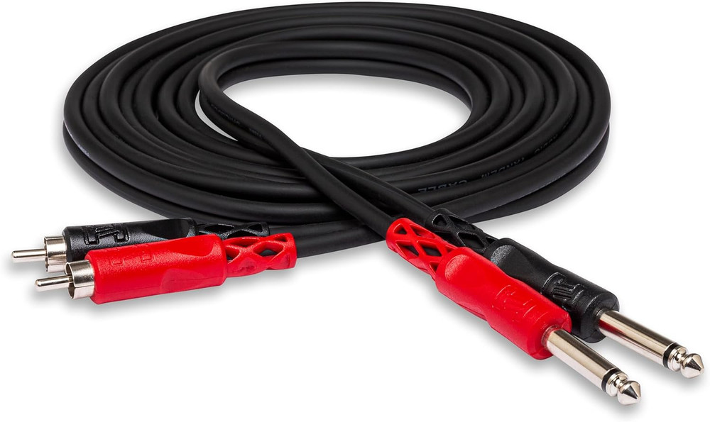 CPR-202 Stereo Interconnect, Dual 1/4 Inch TS to Dual RCA, 6.5 Feet