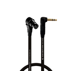 Right Angle XLR Female to Right Angle 1/4″ TRS – 3 Feet – Black – Pro 3-Pin Micr