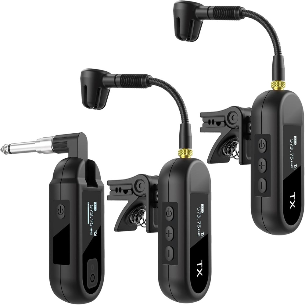 UHF Wireless Saxophone Microphone System with 8-Hour Battery Life