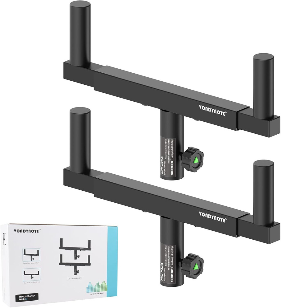 Set of 2 Dual Speaker Mount Bar Mounting Fork Bracket Speaker Pole Width Adjusta