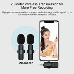 3 in 1 Wireless Lavalier Microphones for 2.5 x 1.5 x 0.8 inches, Black