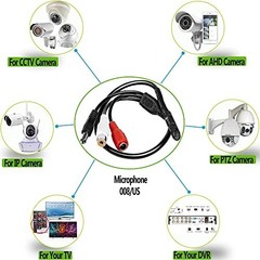 CCTV Microphone with Preamp RCA Audio Out 12V DC – Adjustable Gain for DVR/NVR/I