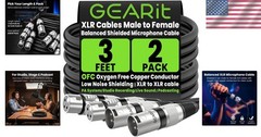 2-Pack 3ft XLR Cable: High-Speed Shielded Mic Cable for Reliable Connections