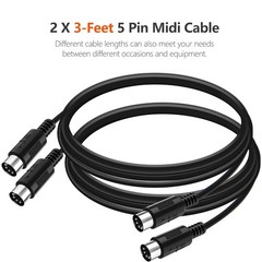 MIDI Cable, 2-Pack 3-Feet Male to Male 5-Pin MIDI Cable Compatible with MIDI …