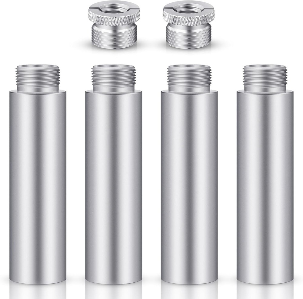 Mic Stand Extension Tube 4 Pieces 5/8 Inch Microphone Pipe Aluminium Alloy