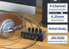 HA400 Headphone Amplifier -4 Channel Metal Stereo Audio Ultra-compact, Black