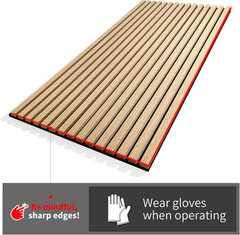 4-Piece Wood Slat Acoustic Panels for Stylish Decor and Noise Reduction, 3D Text