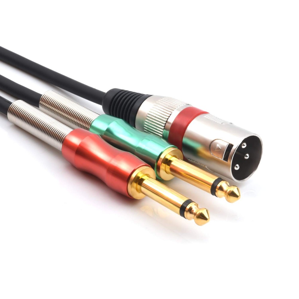 SiYear XLR Male to Dual 6.35mm 1/4″ TS Y Splitter Cable, Double Mono Quarter …