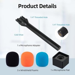Mic Handle for DJI Rode Microphone, Handheld Stand Holder Black/Orange/Blue