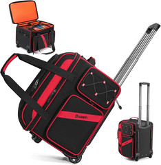 Rolling DJ Cable Bag with Wheels, DJ Gig Bag Case for Equipment with 15.6″ Lapto