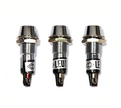 10pc 24V φ5mm LED Indicate Pilot Lamp Color = Green φ10x29mm #8015 Brass Case