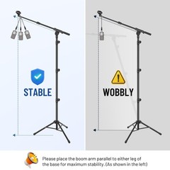 CAHAYA Mic Stand Floor Adjustable – Tripod Boom Arm Microphone Large, Black