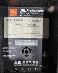 JBL Professional ASB6112 Ultra Compact High-Power 12-In subwoofer.