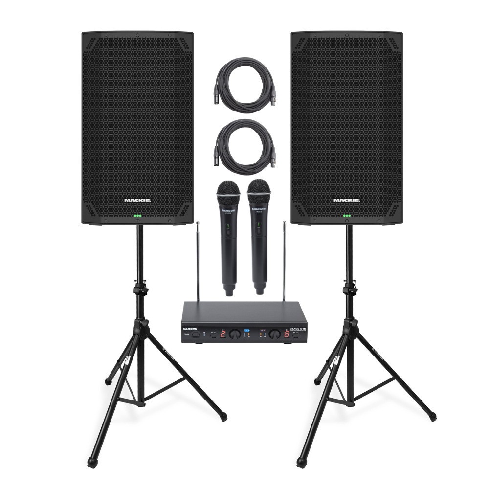 Mackie Thump12BST 1300W 12-Inch Powered Loudspeaker (2) with Mic System Bundle