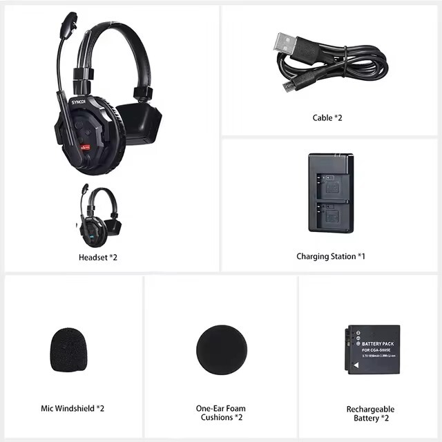 SYNCO XTALK X9 X5 X2 Full-Duplex Wireless Intercom Headset System Microphone