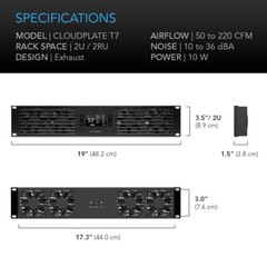 CLOUDPLATE T7, Rack Mount Cooling Fan 2U, Home Theater AV Studio Audio 19″ Rack