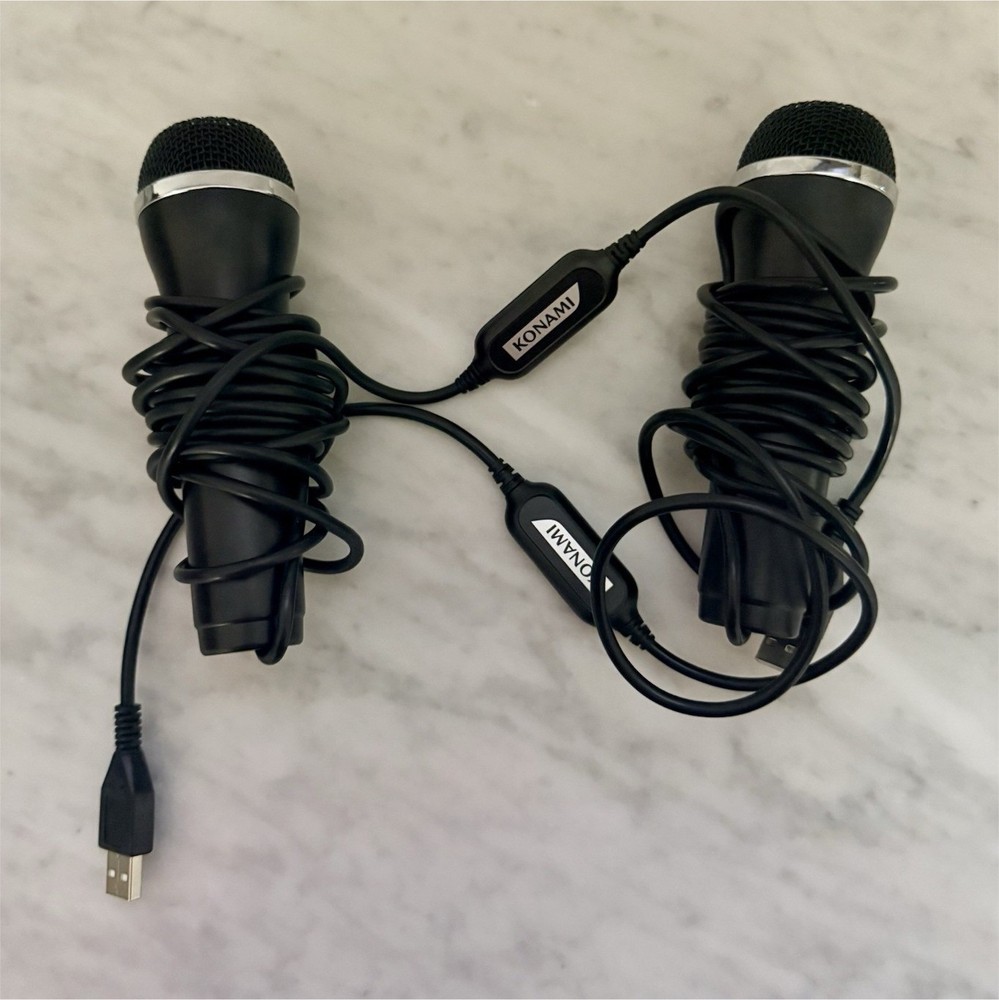 Konami USB Wired Handheld Stand-Held Microphones Set of 2 Black Pair