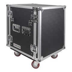 Sound Town 14U Rack Case 21″ Depth, Two DJ Work Tables, Casters, Plw STRC-14UWT2