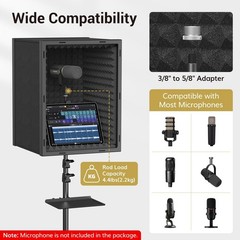 Tonor Personal Vocal Booth Microphone Isolation Shield For Studio Framed