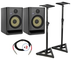 KRK ROKIT 8 G5 8-inch Powered Studio Monitor Pair with Stands and Cables