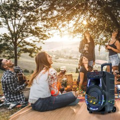 2700W 15″ Bluetooth Speaker Rechargeable Trolley Speaker w/Tripod Stand SP-17RBT