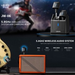 LEKATO 5.8GHz Wireless Guitar System JW-06 Transmitter Receiver with Charg Case