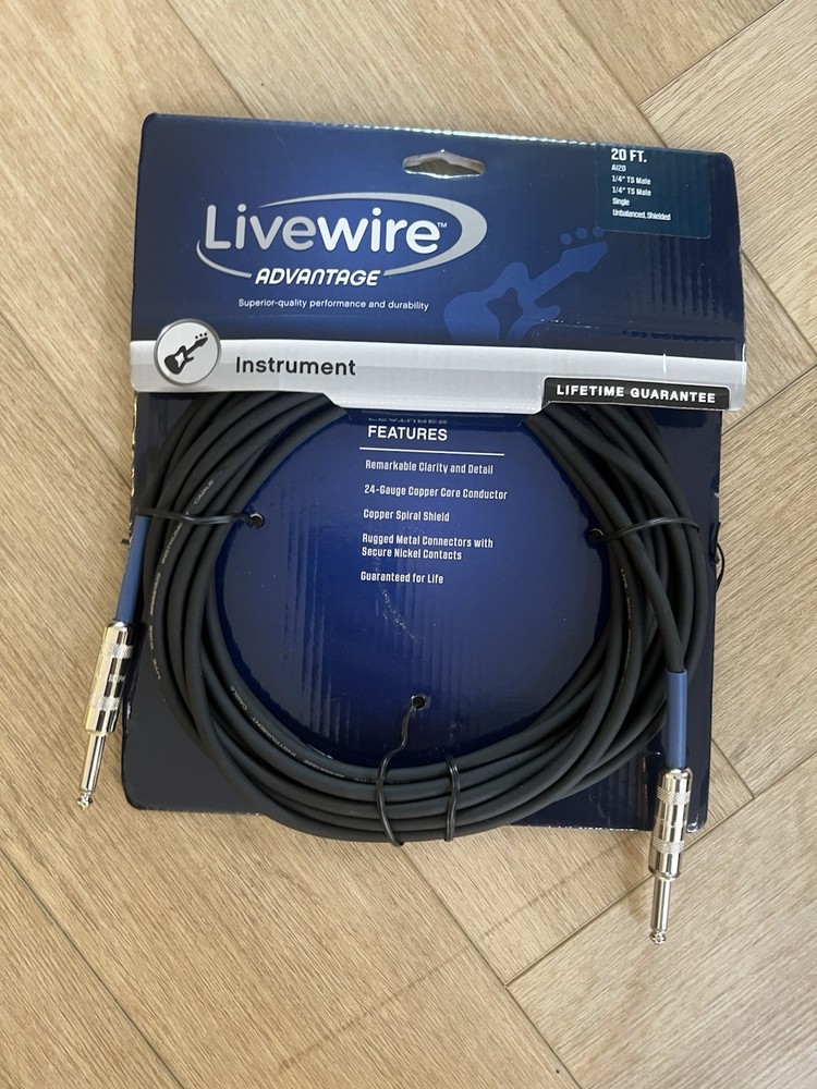 Livewire Advantage Instrument Cable Straight/Straight 20 Ft. Black New