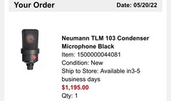Neumann TLM103 Wired Condenser Microphone – Matte Black
