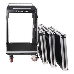 Sound Town 16U Rack Case with 11U Slant Mixer Top 20’’ Rackable Depth STMR-16UWT