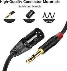 High-Quality 2-Pack 100 FT XLR to 1/4 Inch TRS Cables for Mic & Instruments