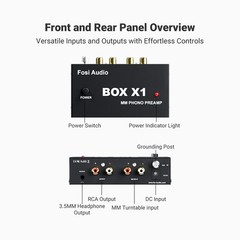 Fosi Audio Box X1 MM Phono Preamp for Turntable Mini Stereo Hi-Fi Headphone Amp