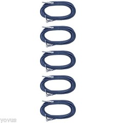 5 Right angle to Straight 1/4 plug mono guitar bass instrument cable 20 ft foot