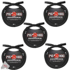 Pig Hog 8mm XLR Microphone Cable Male to Female 6 Ft Premium Mic Cable x5