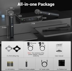 Phenyx Pro PTU712H UHF DualChannel Wireless Handheld Microphone System