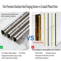 Singing Straw Vocal Trainer Kit – 4 Metal Straws SOVT Tool with Cleaning Brus…