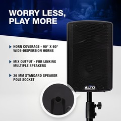 ALTO TX408 350W 8 Powered PA Speaker with Bluetooth, 2-Channel Mixer, Line Level