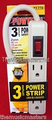 2X Mini Add-on DJ Band 3 Outlet AC POWER STRIP w/ Lighted On/Off Switch 5″ Cord